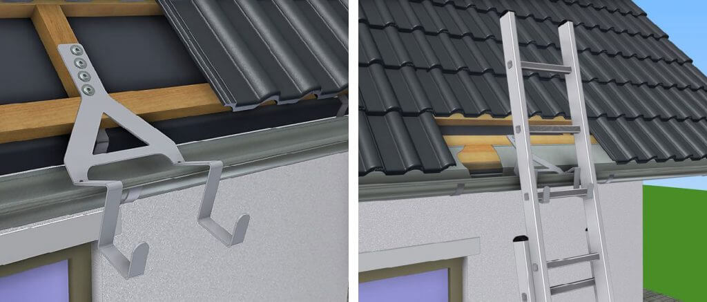 Fot. 5. Lux Top® LS II - zabezpieczenie drabiny przy dachach stromych do mocowania na krokwi lub do łaty okapowej.