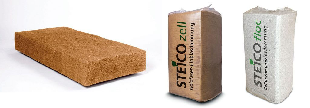 Maty termoizolacyjne STEICOflex 036, włókno drzewne STEICOzell, celuloza STEICOfloc - termoizolacja między krokwiami
