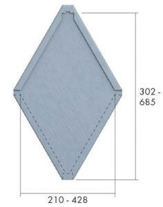 uska spiczasta:
Min. wym. widoczny 302 x 210 mm, 26,74 szt./m² Max. wym. widoczny 685 x 428 mm, 6,26 szt./m²
