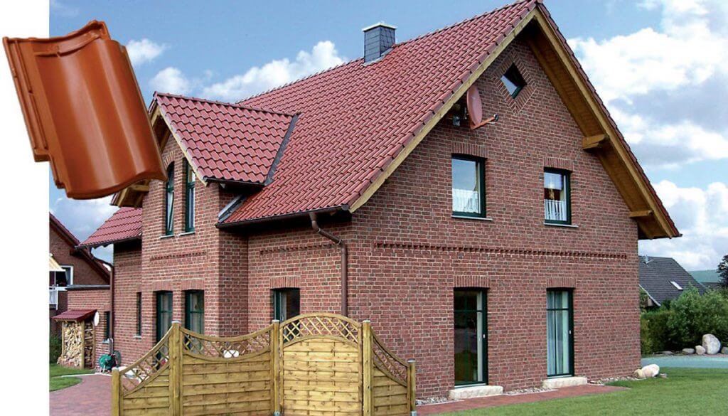 Dachówka Bornholm kasztanowa angobowana.