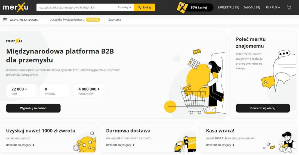 Produkty można wyszukiwać również poprzez drzewo kategorii oraz zapytania ofertowe.