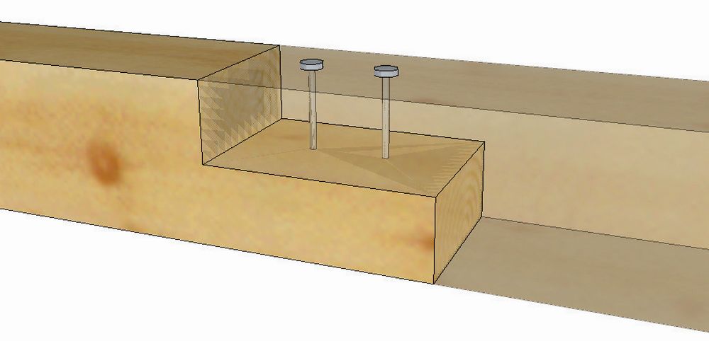 Rys 1a - Połączenia belek drewnianych na długości nakładka prosta v2
