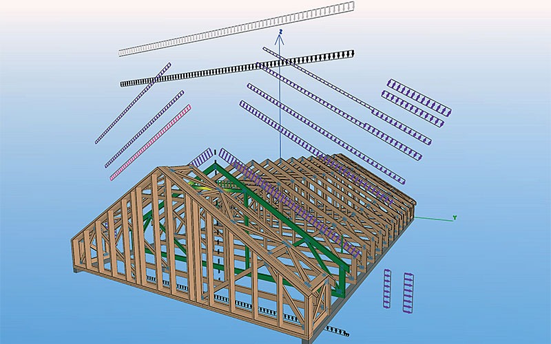Przykładowa konstrukcja dachu zaprojektowana w programie 3DTrussme.