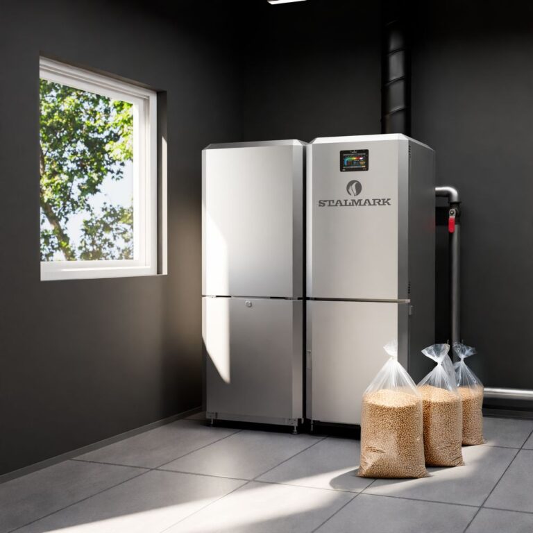 Oszczędny piec Stalmark Eko Silver III na pellet w kotłowni