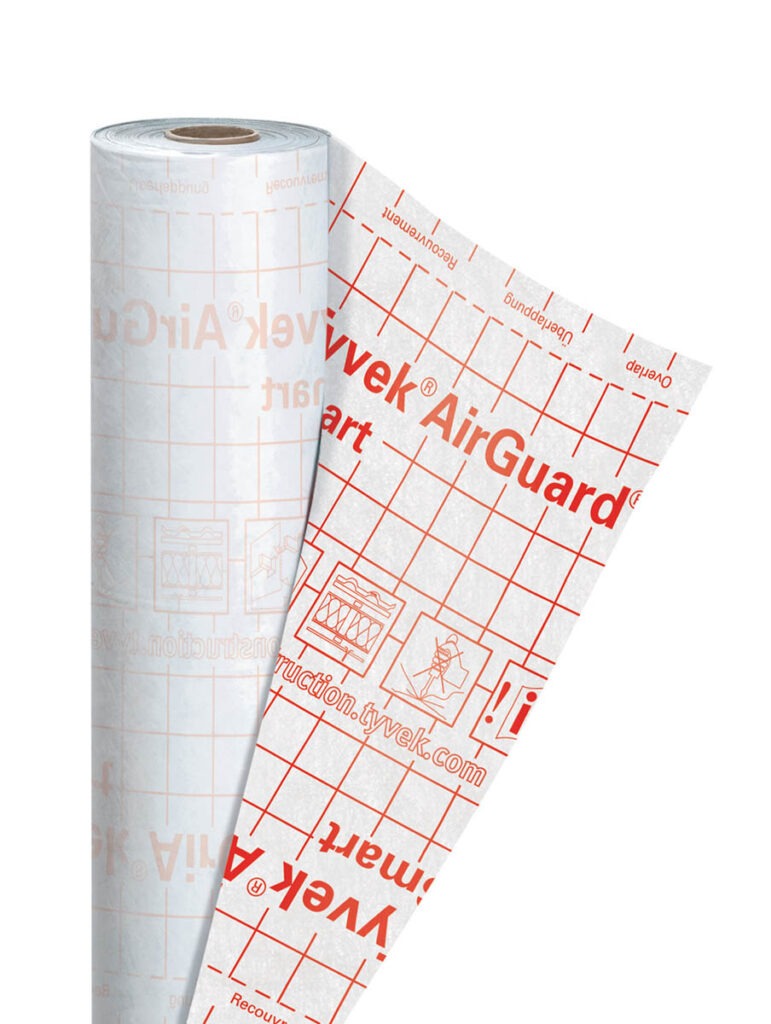 Tyvek® AirGuard® Smart – inteligentna membrana paroizolacyjna z ekstremalnym zakresem zmiennej paroizolacyjności, która dostosowuje swoje parametry do poziomu wilgotności – reguluje wilgotność elementów budowlanych, umożliwiając ich schnięcie, gdy zachodzi taka konieczność.