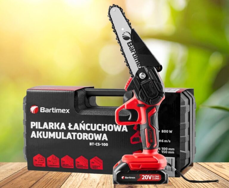 Pilarka akumulatorowa Bartimex – kompaktowa piła łańcuchowa do prac ogrodowych, zestaw z akumulatorem